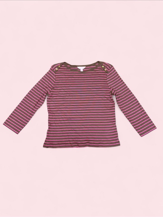 Lilly Pulitzer Tops - Lilly Pulitzer Striped Pima Cotton Modal Top Medium Pink Brown Gold Button